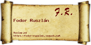 Fodor Ruszlán névjegykártya
